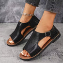 Sandálias Femininas Pretas Planas Casual Chic