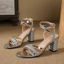 Sandálias Prateadas Femininas Elegante