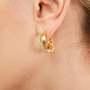 Brinco Dourado com Zircônias com Banho de Ouro 18K