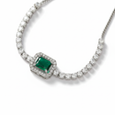 Pulseira  Ajustável com Zircônia Verde em Prata 925