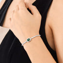 Pulseira  Ajustável com Zircônia Verde em Prata 925
