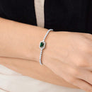 Pulseira  Ajustável com Zircônia Verde em Prata 925